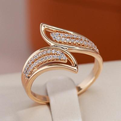 Kreuz Design Doppel Zirkon Ringe Gold Farbe Hochzeit Party Luxus Frauen Schmuck Zubehör