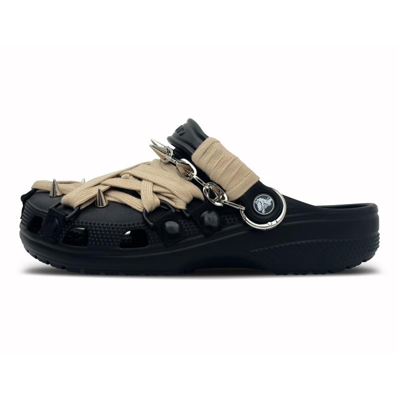 

Crocs Classic clog EVA Punk Sharp Thorn Minimalist Fashion Versatile Hole Shoes Unisex Black 38-39 чёрный