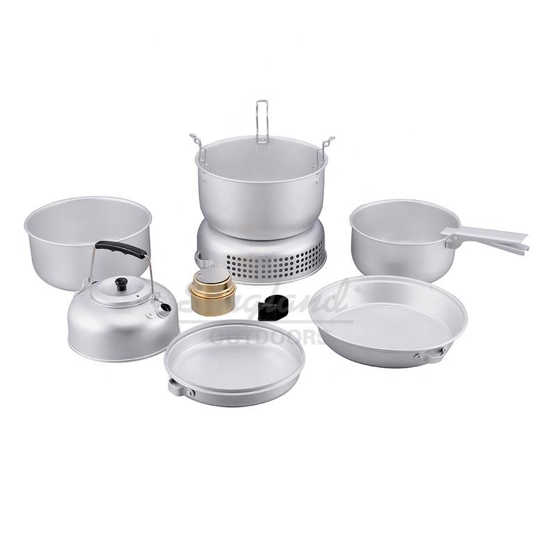 Camping Equipment 10pcs Camping Cookware Set Durable Aluminum Alloy Outdoor Cook Kit серебряный