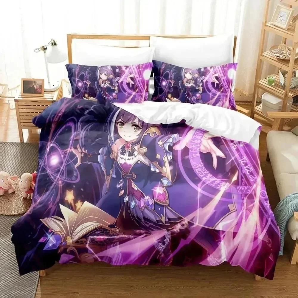 3D Print Anime Game Princess Connect! ReDive Bedding Set Duvet Cover Bed Set Quilt Cover Pillowcase Queen Boys Adult