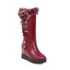2025 Winter Womens Snow Boots Warm Fur Mid Calf High Boots  Lace-up Female Shoes Female Cute Padded Boots Zapatos De Mujer 33