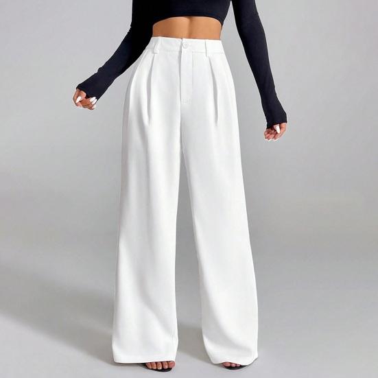 Women Pants Straight Wide-Leg High-Waisted Slimming Trousers Solid Color Loose Fit Dress Pants Workwear