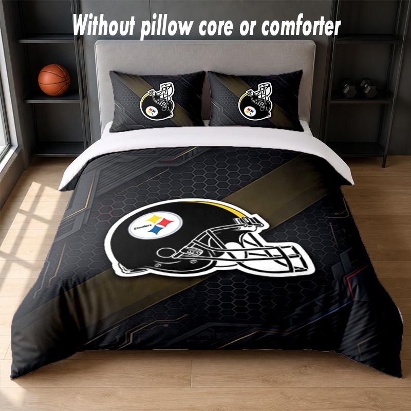 Pittsburgh Steelers Design Bed Bedding Set 1 Duvet Cover + 2 Pillowcases Soft Breathable Household Bed Linens