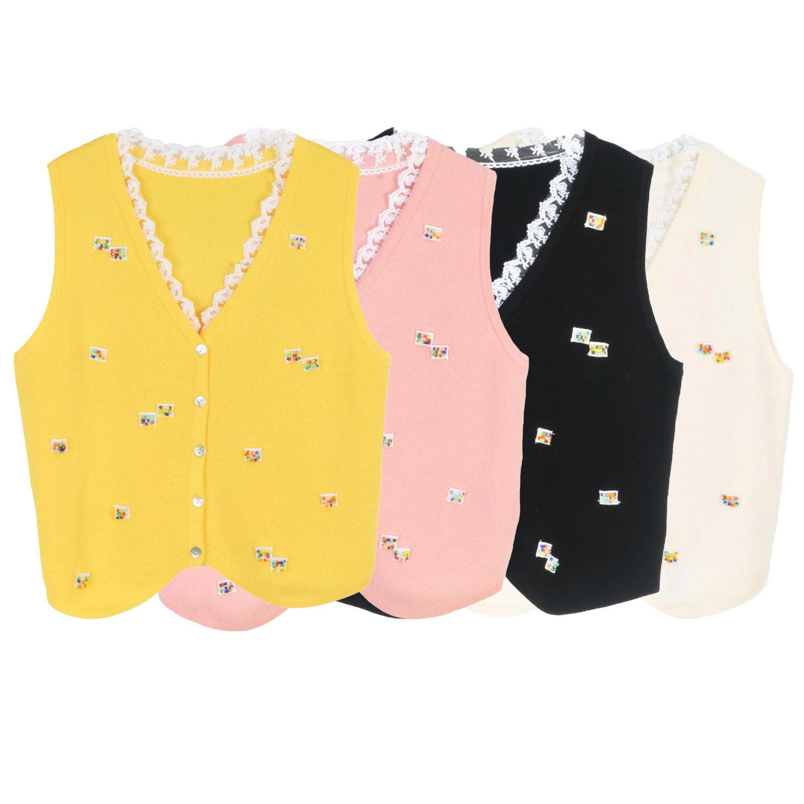 

Women s Beaded College Style Lightweight Sweater Vest - Spring/Summer Large