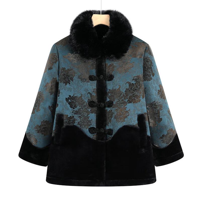 Elderly Women's Fleece-Lined Winter Cotton Jacket