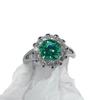 Luxury 2-Carat Blue-Green Moissanite Full Diamond Open Ring for Women