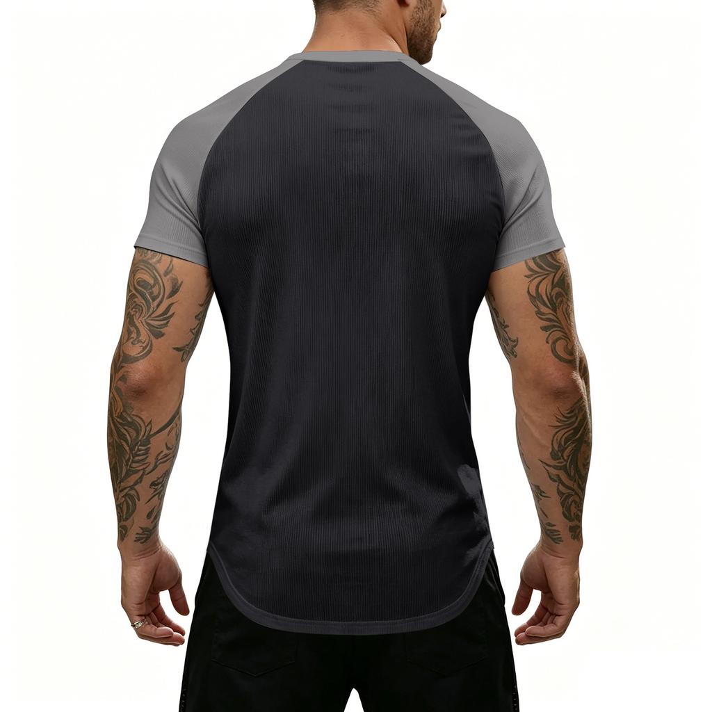 T-shirt da uomo leggera a maniche corte con scollo a V, vestibilità muscolare, traspirante, per palestra, allenamento, vestibilità slim, maglietta estiva