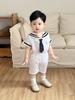 Summer Short Sleeve Sailor Navy Uniform Boys Two-Piece Set