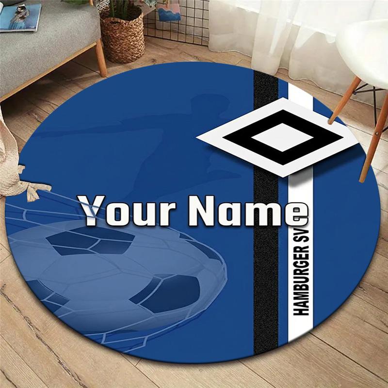 Blue Diamond Emblem Custom Name Round Area Rug Carpet Rug For Living Room Bedroom Sofa Playroom Decor Nonslip Floor Mat