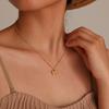 Gold Plated Charm Necklace,Stainless Steel Bow Pendant Necklace for Women,Trendy Charm Waterproof Wedding Choker Jewelry