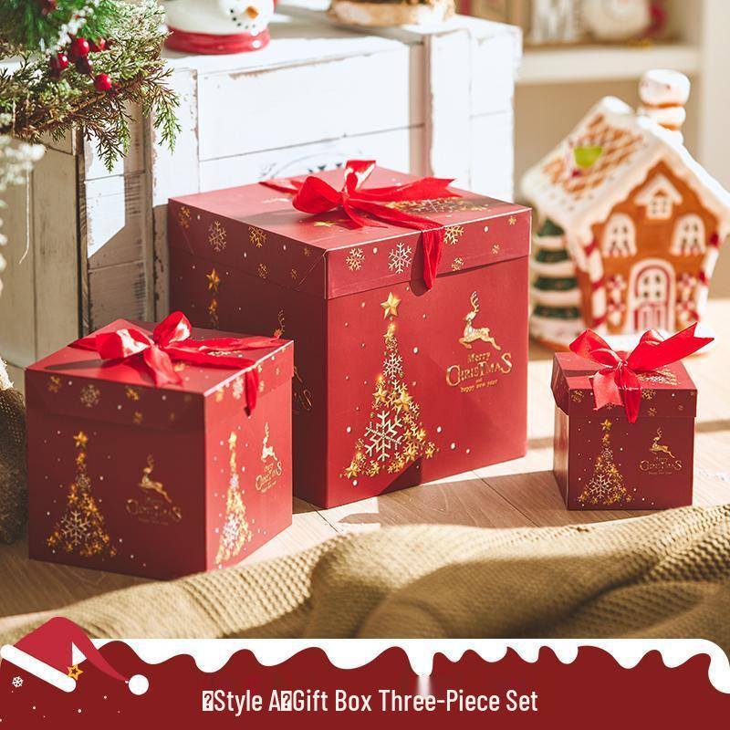 Santa Claus Figurine Christmas Eve Gift Box for Window Decor