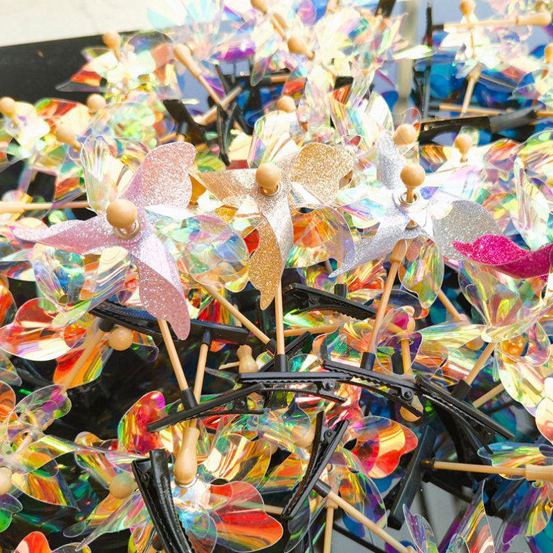 Colorful Laser Pinwheel Hair Clip - Perfect for Kids' Events and Gifts