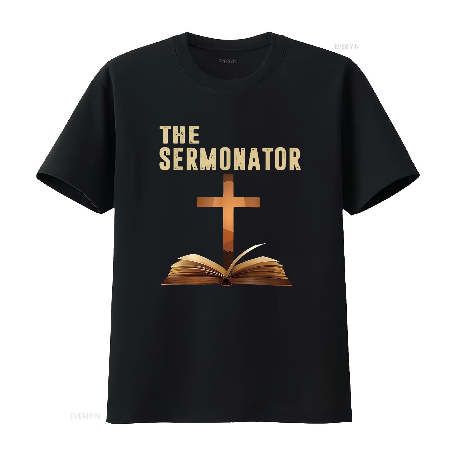 

Mens The Sermonator Funny Quotes T Shirt Black Medium vintage Washed Breathable designer clothes streetwear Stylish fashion 4XL