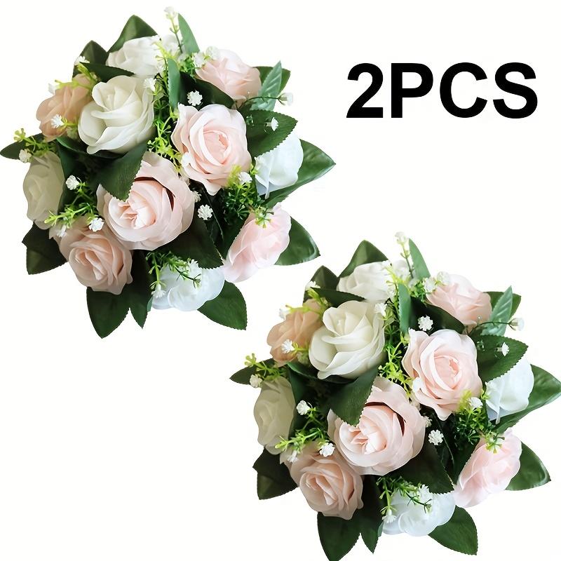 2Pcs Artificial Flower Wreath, New Year Decoration, Wedding Scene Props, Floral Arrangement Ornament, Table Party Home Decor, Fake Flowers, Hotel