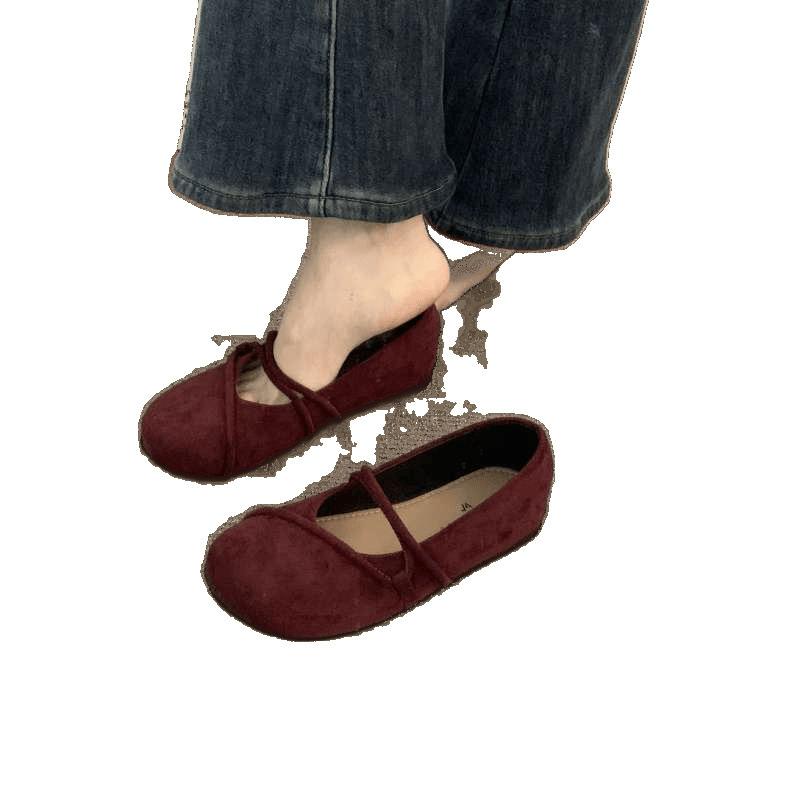 Brown Mary Jane Women's Shoes 2025 New Spring and Autumn Temperament Shoes Xiaoxiangfeng Flats French Suede Single Shoes Women