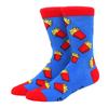1 Pair Men's Fun Hip Hop Skateboard Beer Happy Art Print Mid Socks, EU38-46