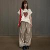 New Arrivals Open Run Women Cotton Balloon Fit Snap Button Wide Pants