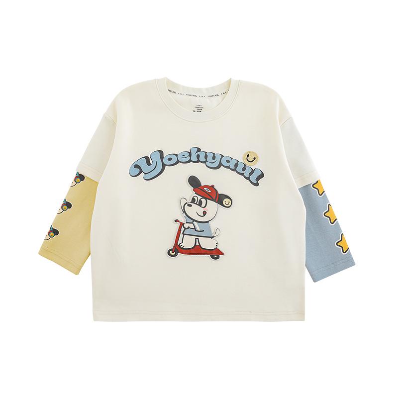 

Футболка Wulibuyi Boys Long-Sleeve Cartoon Contrast Color Two-in-One - весенний модный тренд 130 cm
