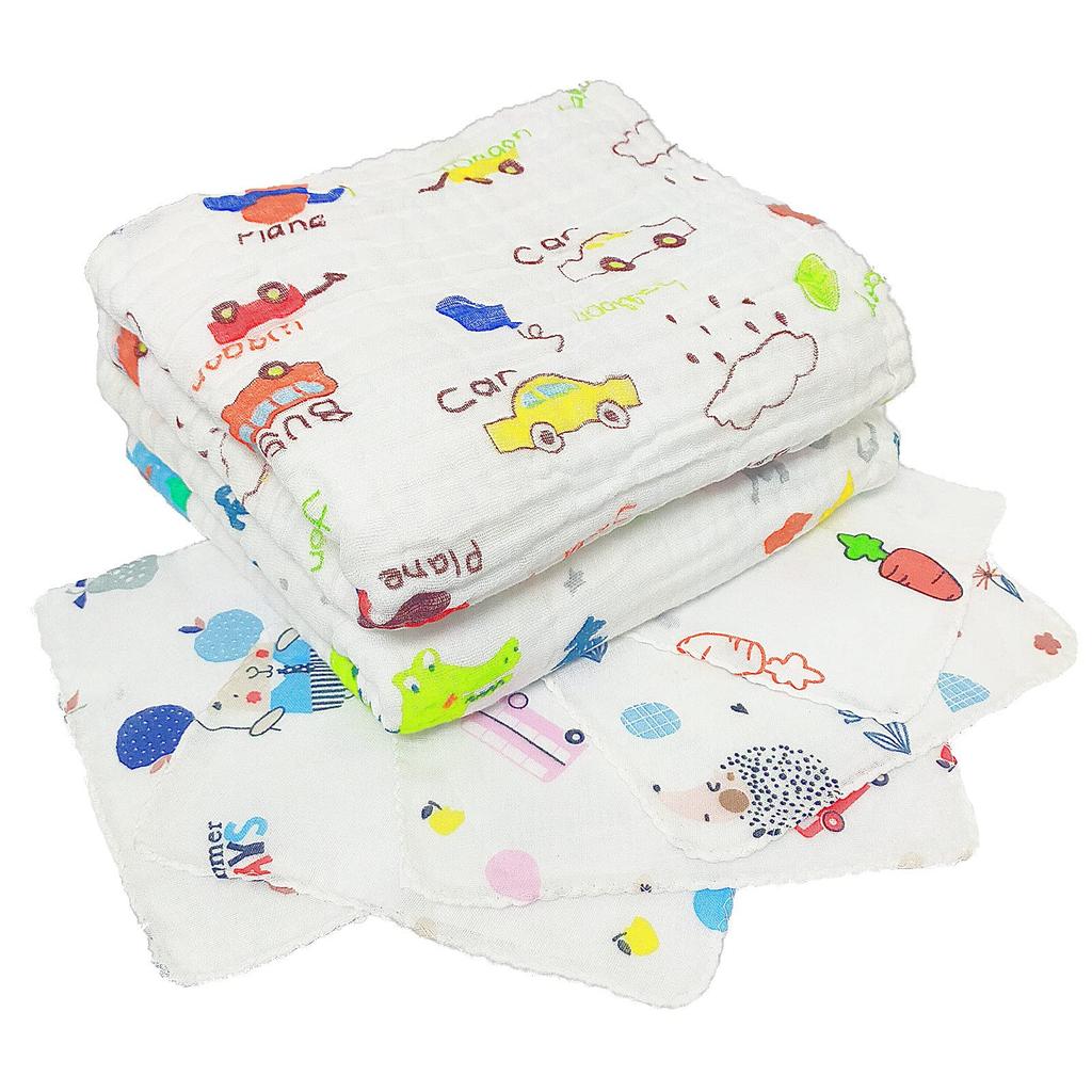 CREDIBLE Baby Bath Gauze Set of and 5 Cotton Gauze Includes CREDIBLE Original Goods X BM0281 Towels, 6-Layer Blankets, Fluffy, 100% Cotton, Large,