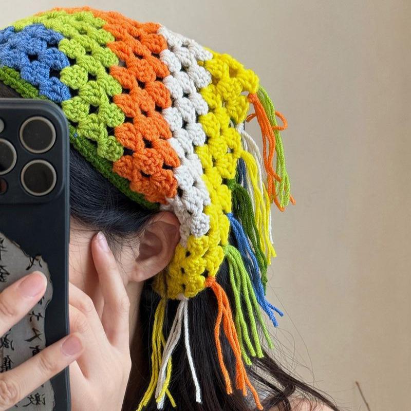 В'язана гачком трикутна хустка з вирізами, богемний тюрбан, шарф для волосся, багатофункціональне використання, етнічний стиль, поясна прикраса