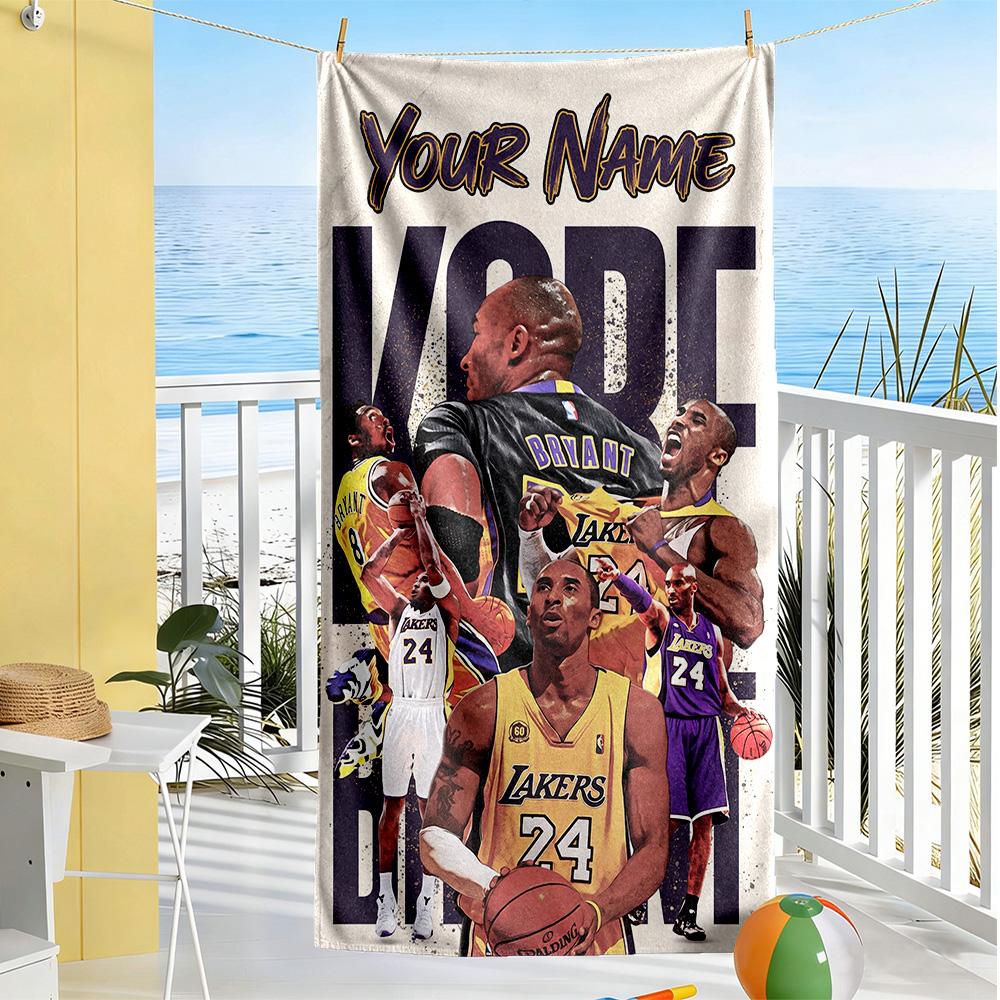 Kobe Customized Name Beach Towel High Absorbency Quickdry For Beach Bathroom Outdoor Swimming Pool Camping Picnic Yoga Diving Vacation Accessories