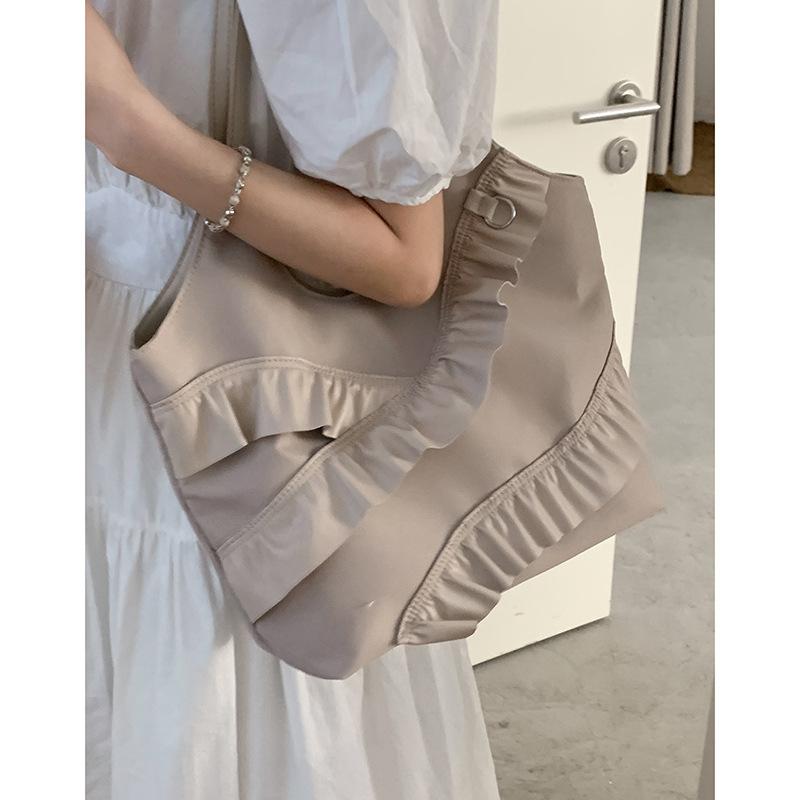 Korean Large-capacity Underarm Bag Women's 2025 New Simple Cake Skirt Lace Tote Bag Fashionable Shoulder Bag