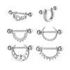 2 Stück Chirurgisches Titan Gerader Barbell Zirkon Rund U-Form Brustwarzenringe Sexy Piercing Brustschmuck Damen Accessoires