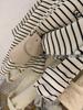 2218 Embroidered Brushed Striped Mid-Length T-Shirt - Early Spring 2023 Edition for Women