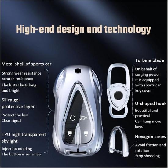 Car Key Cover Zinc Alloy Luxury Shell for Changan CS35PLUS CS55PLUS CS75PLUS CS85 CS55 CS15 CS95 CS75 Eado Fit for UNI-T K Car Key Cover Shell (Gun