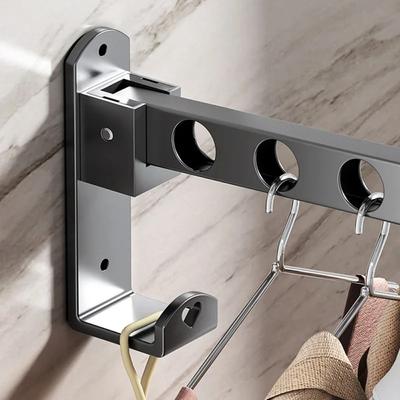 Platzsparender Kleiderbügel mit 6 Hakenlöchern Wandmontage Für Küche Schrank Wand Fenster Kleiderständer