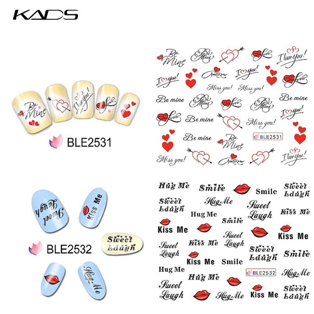 kads 11pcs/set Valentines Lips Love Series Design DIY Nail Art Stickers Water Transfer Decal Sticker Wraps
