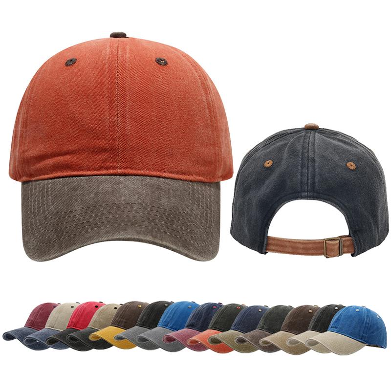 Unisex gewaschene Kappen Vintage farblich abgestimmte Baseballkappe Herren Damen verstellbar lässig Sommer Outdoor Streetwear Sport weicher Sonnenschutz