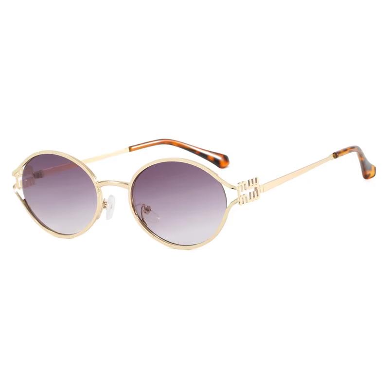 Luxury Brand Designer Oval Sunglasses For Women Sexy Metal Frame Small Round Sun Glasses Ladies Stylish Eyewear Shades UV400