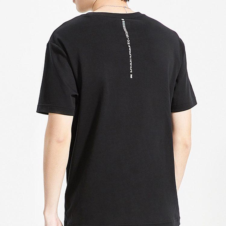 Li Ning T Shirts Men's Black Crew Neck Moderate Straight Fit AHSQ237-2
