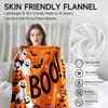 1 piece Halloween-themed orange flannel blanket, soft, suitable for sofa, bed, office, all-season use.