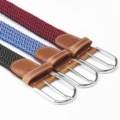 Casual Women's Belts, Fashionable Multi-color Versatile Elastic Pin Buckle Belts, Men's Elastic Braided Canvas Belts