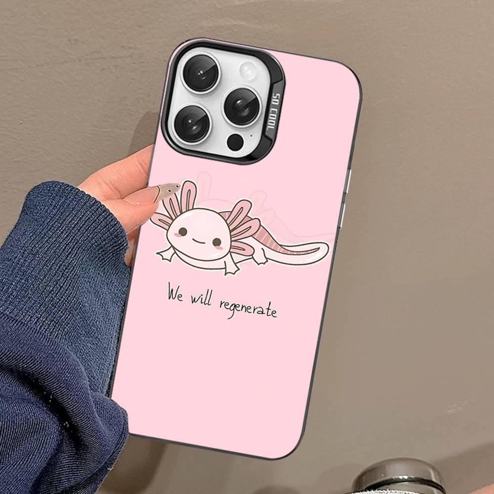 Cartoon Axolotl Süße Handyhülle Für IPhone 17 16 15 14 13 Pro 12 11 Pro Max PLUS Farbe Rückseite