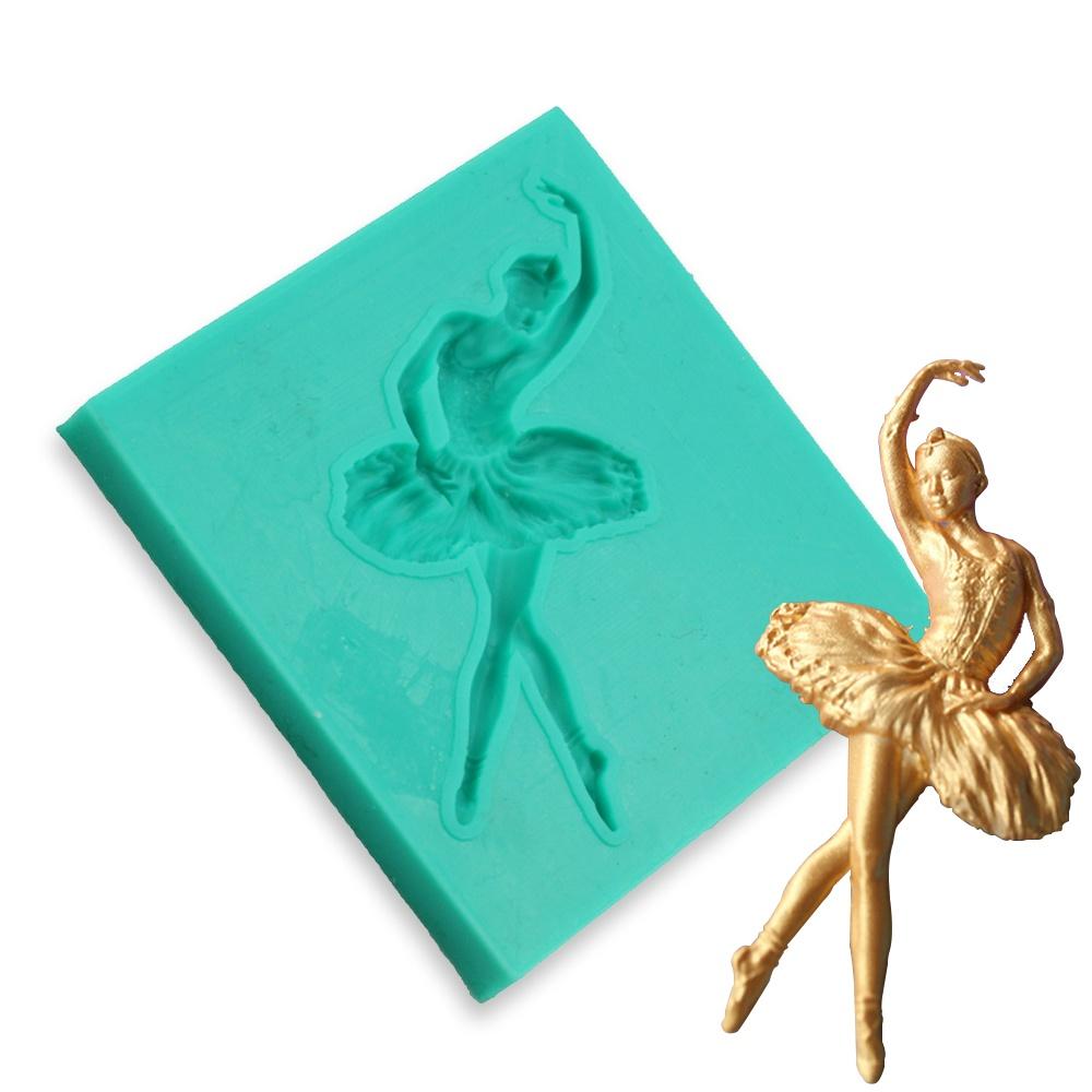 New Ballet Girl Dance Shape Silicone Cake Decorating Molds Lace Chocolate Cake Mould for Party Wedding