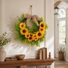 Sunflower Half Circle Wreath for Front Door Wall Decor