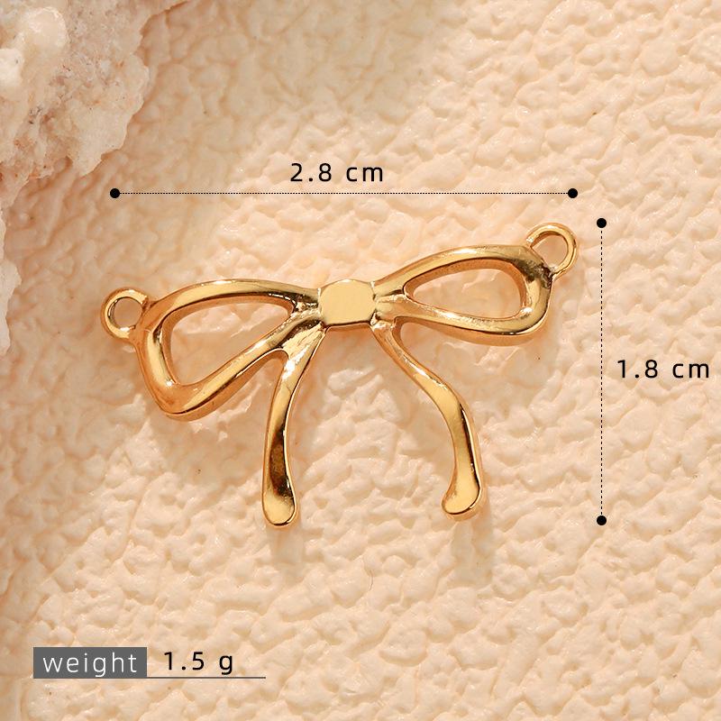 Bow Pendant Charm Necklace & Earring Set - European & American INS Style, Stainless Steel DIY Jewelry.