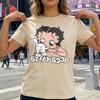 T-shirt Grafica Stile Cartone Animato Betty Boop Dolce Cuore Retrò Vintage Manica Corta da Donna Outfit Casual Quotidiano per Fan di Betty Boop