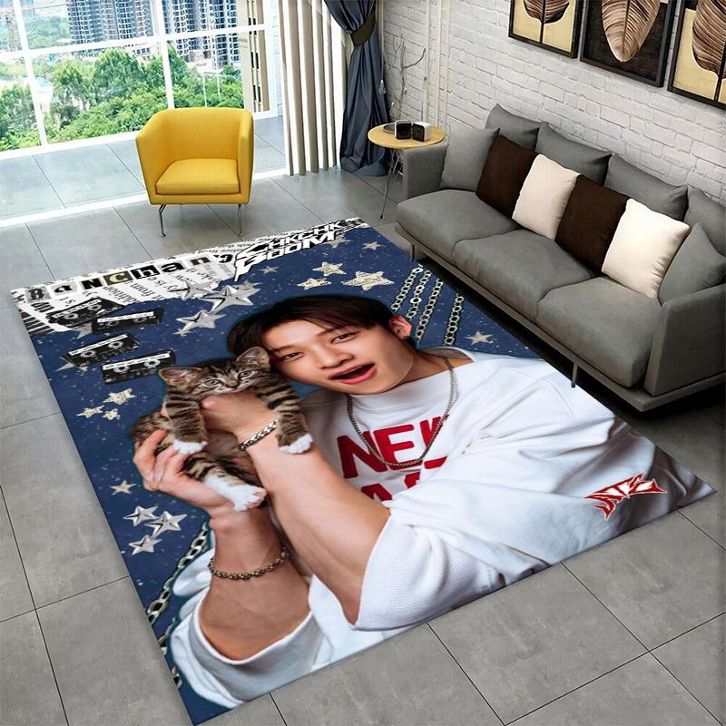 Tappeto Musicale Kpop Bang Chan Stray Kids per Sala Giochi Camera da Letto Soggiorno Divano Arredamento Casa, Tappeto per Area Bambini Tappetino Antiscivolo