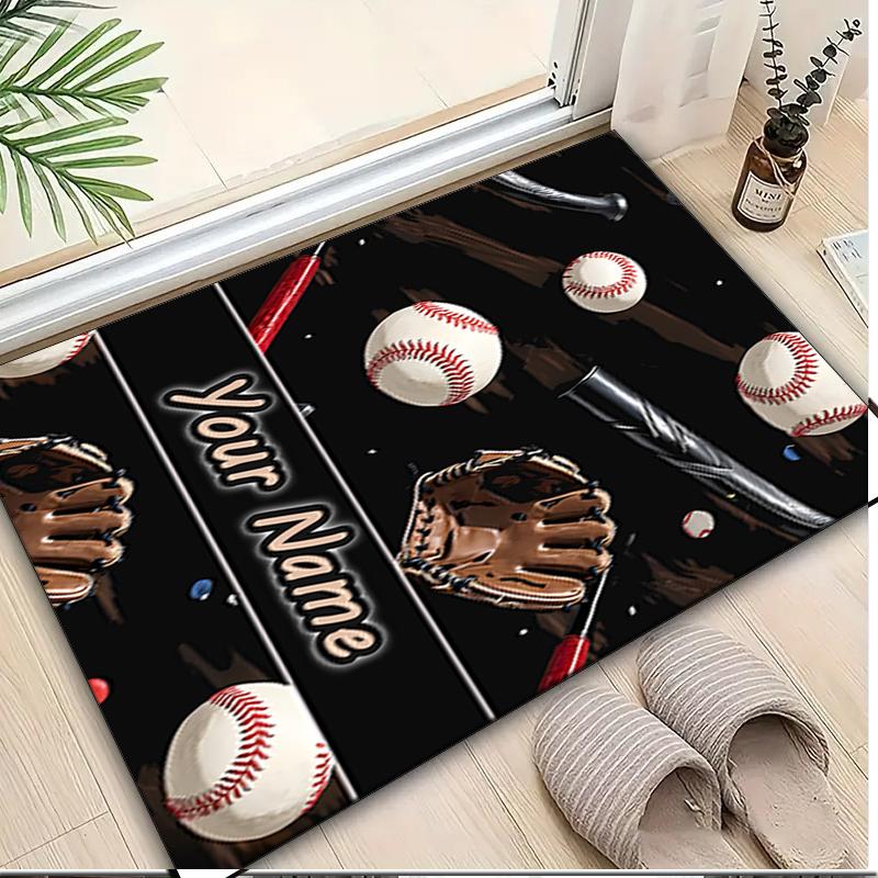 1PC Custom Name Baseball Dreams Theme Floor Mat Ideal for Living Room, Game Rooms, Office, Bedroom, Office Floor Mat , Floor Mats for Home