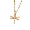 1 Piece Cute Dragonfly Zirconia Pendant Necklaces for Women Gold Color Stainless Steel Necklace Jewelry Party Accessories