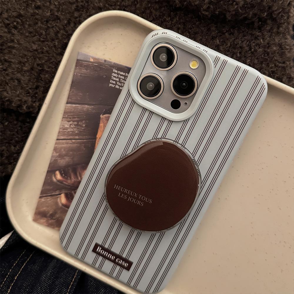 Simple Stripe Style Sticky Stand Phone Case Compatible and Fits iPhone 16 15 14 13/12promax