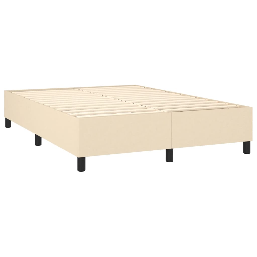 Box Spring Bed with Mattress Cream 140 x 190 cm Fabric