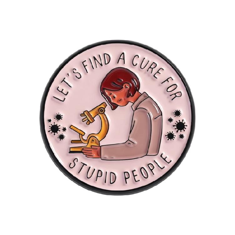 

Humorous Experimenter Brooch Featuring English Letters Microscope Design Round Alloy Lapel Pin Science Theme 1