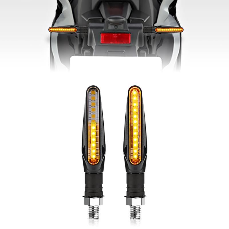 Motorcycle LED Turn Signals Light Amber Flasher Flowing Water Built Relay 12LED Turn Signal Lamp Motorcycle Flashing Lights