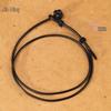 Black Leather Cord Pendant Lanyard - Unisex Woven Necklace & Clavicle Chain