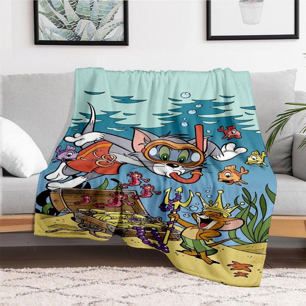 Tom & Jerry Schatztauchgang PosterDecke Flanell Überwurfdecke für Sofa, Bett, Reisen, Camping, Büro